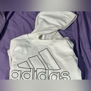 This is a small white adidas hoodie.